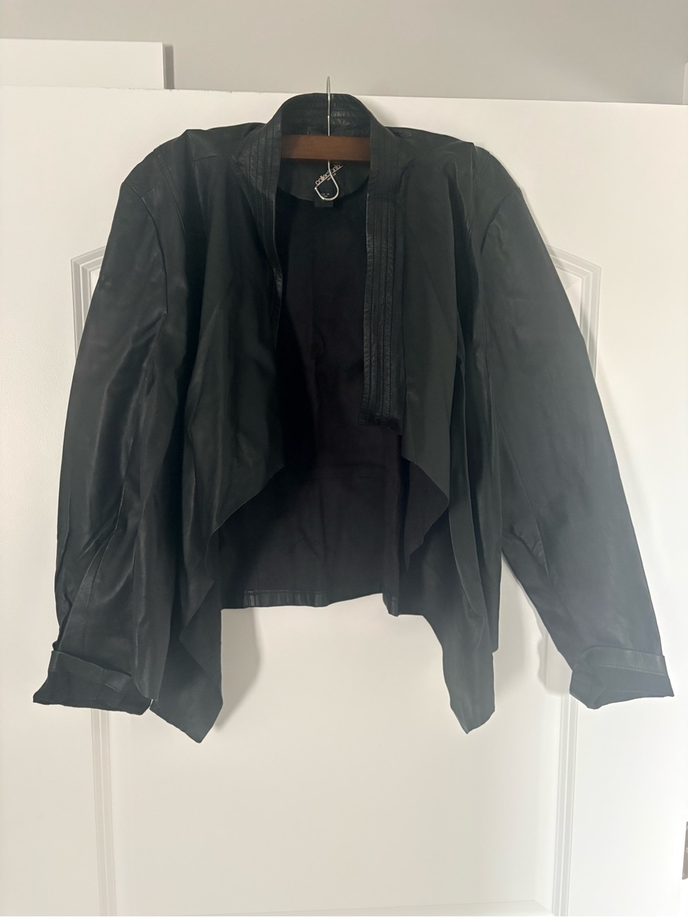 Collection B Black waterfall PU Leather blazer